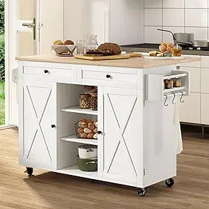 Barn Door Kitchen Island on wheels