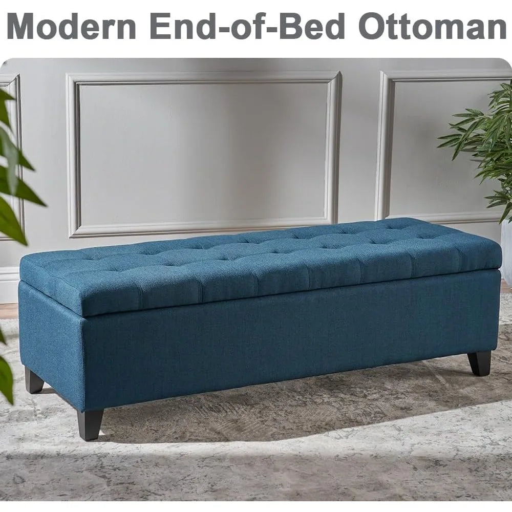 Navy Blue Storage Bench End of Bed