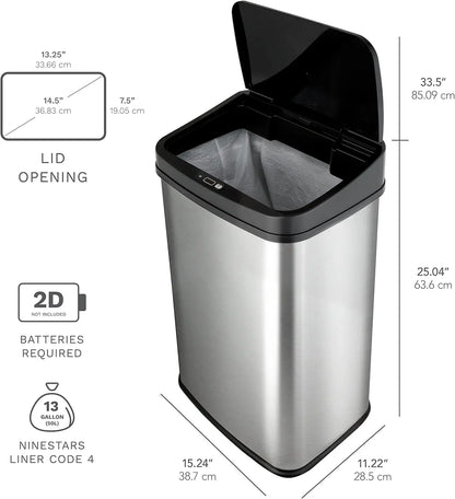 Touchless Motion Sensor Trash Can, 13 Gal