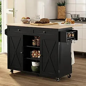 Barn Door Kitchen Island on wheels