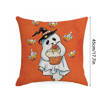 Halloween Decorative Linen Throw Pillow Cover (Pillow Insert Not Included)
