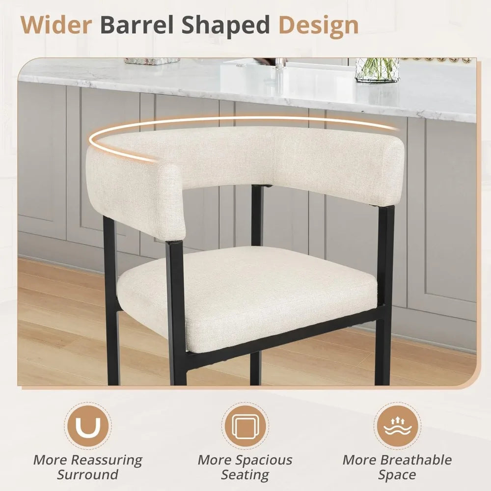 26" Linen Counter Height Barstools, Set of 3