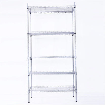 5-Shelf Storage Rack Silver Gray