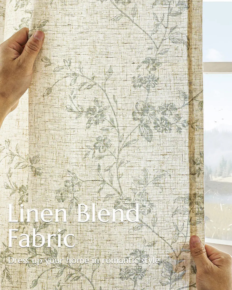 2 Panels Linen Curtains Living Room