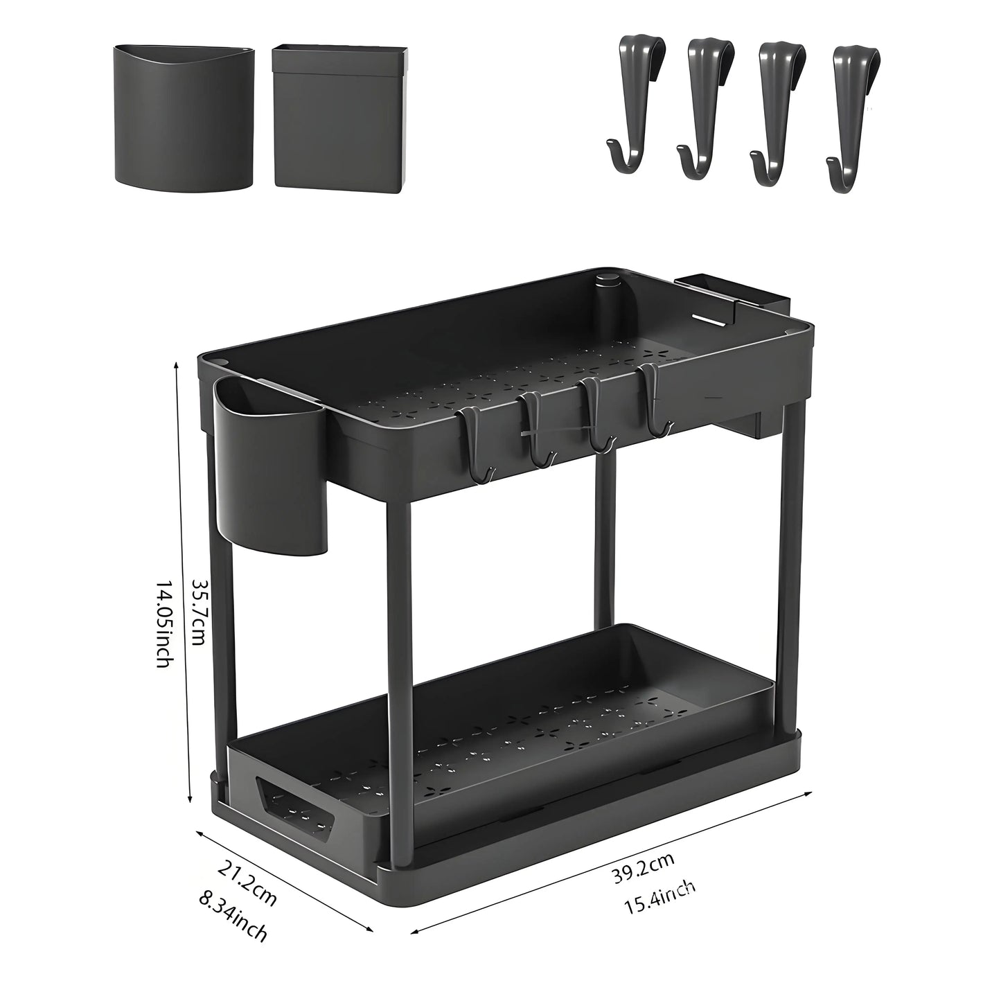 2-Pack Modular Under Sink Shelves - Adjustable Steel Organizer