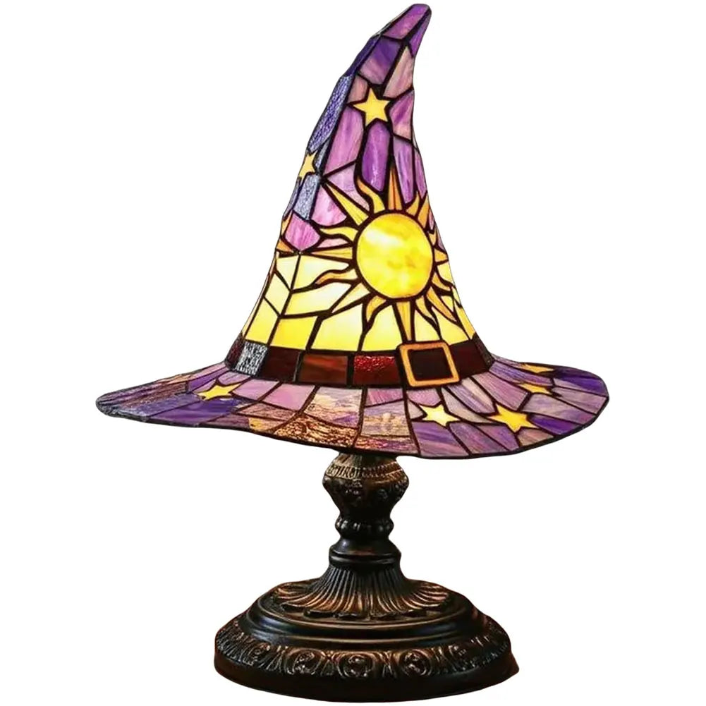 Stained Glass Witch Hat Lamp