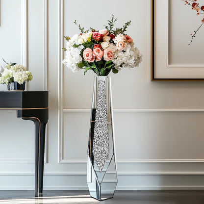 Large Crushed Crystal Diamond Glass Vase