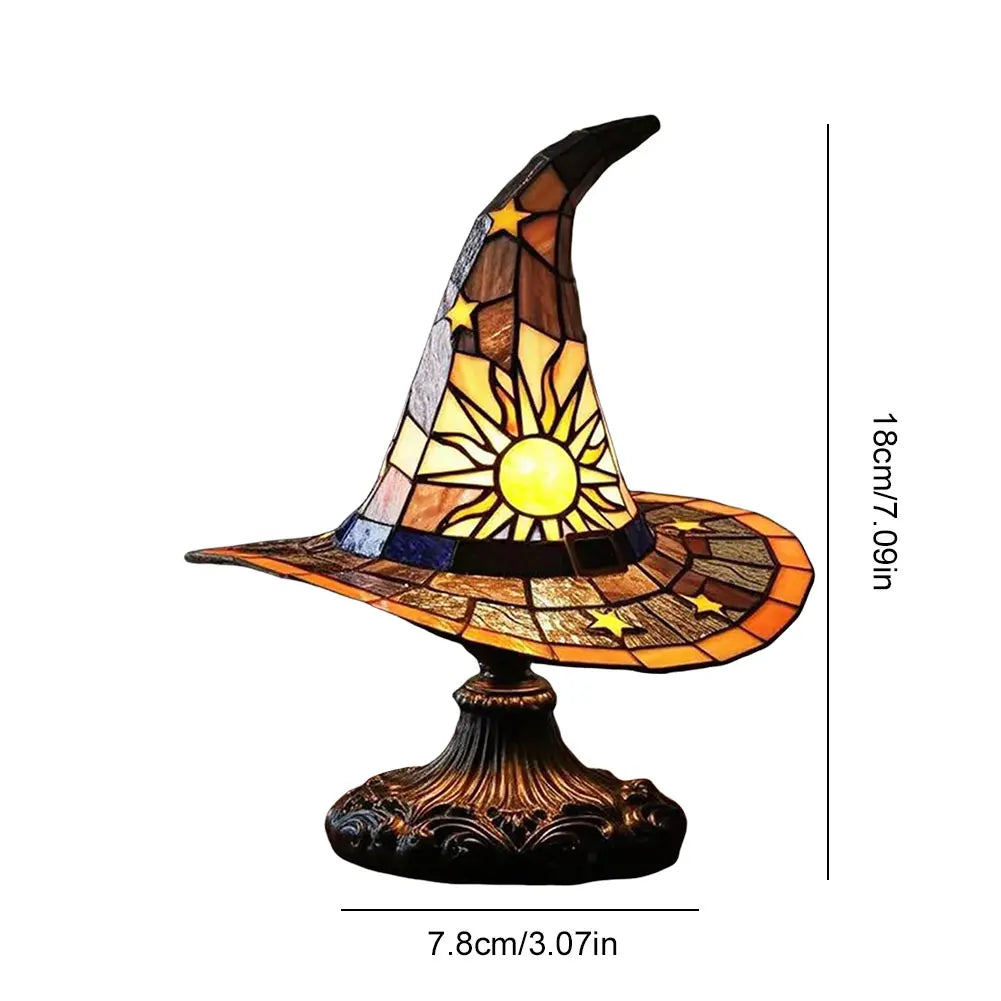 Stained Glass Witch Hat Lamp