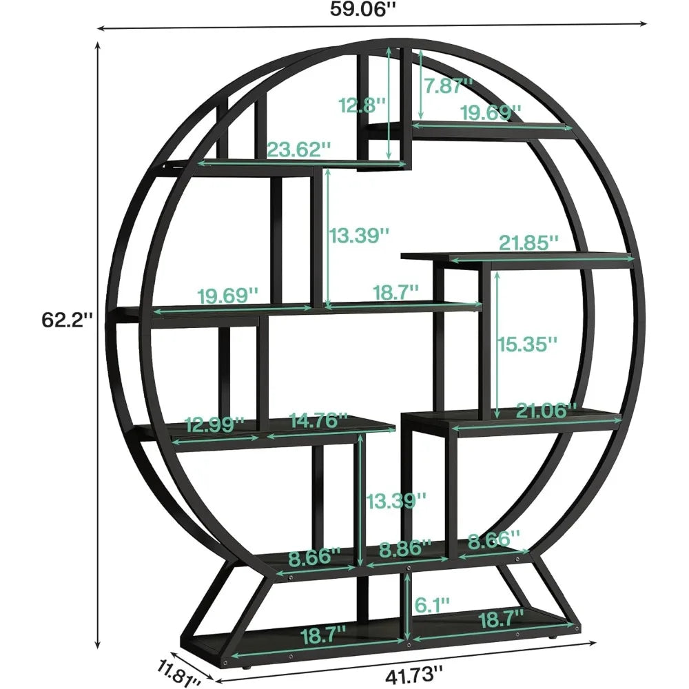 63" Industrial Wood Bookshelf with Staggered Shelves