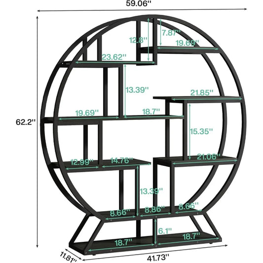 63" Industrial Wood Bookshelf with Staggered Shelves