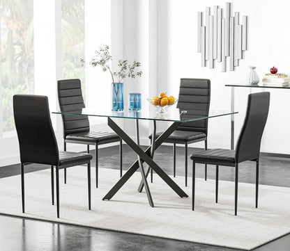 5 Piece Dining Table Set,Tempered Glass