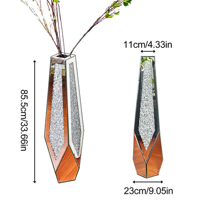 Large Crushed Crystal Diamond Glass Vase