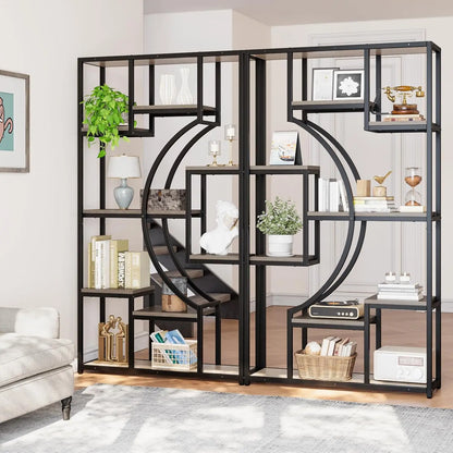70.8" Geometric Display/Bookshelf. 18 Open Shelves