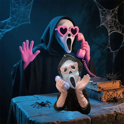 Pink Screaming Face Ghost Figurine Gothic