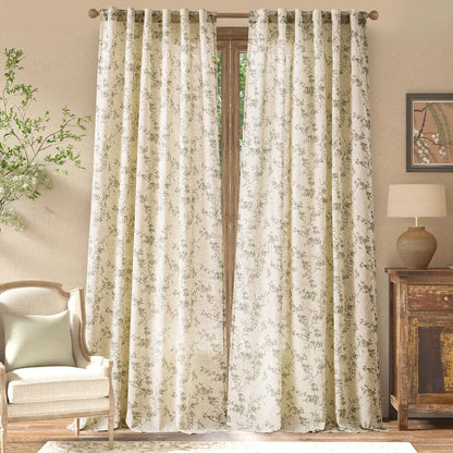 2 Panels Linen Curtains Living Room