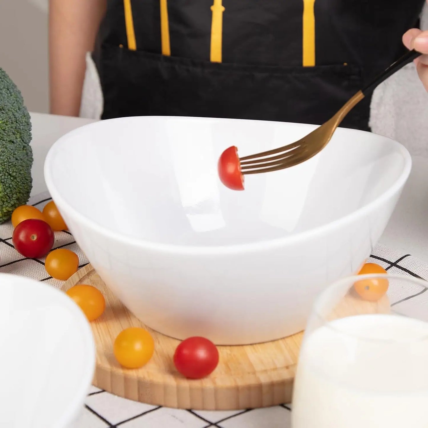 Deep Ceramic Serving Bowls for Salads, Cereal, Soup