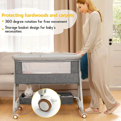 3 in 1 Baby Bassinet Bedside Sleeper with Wheels