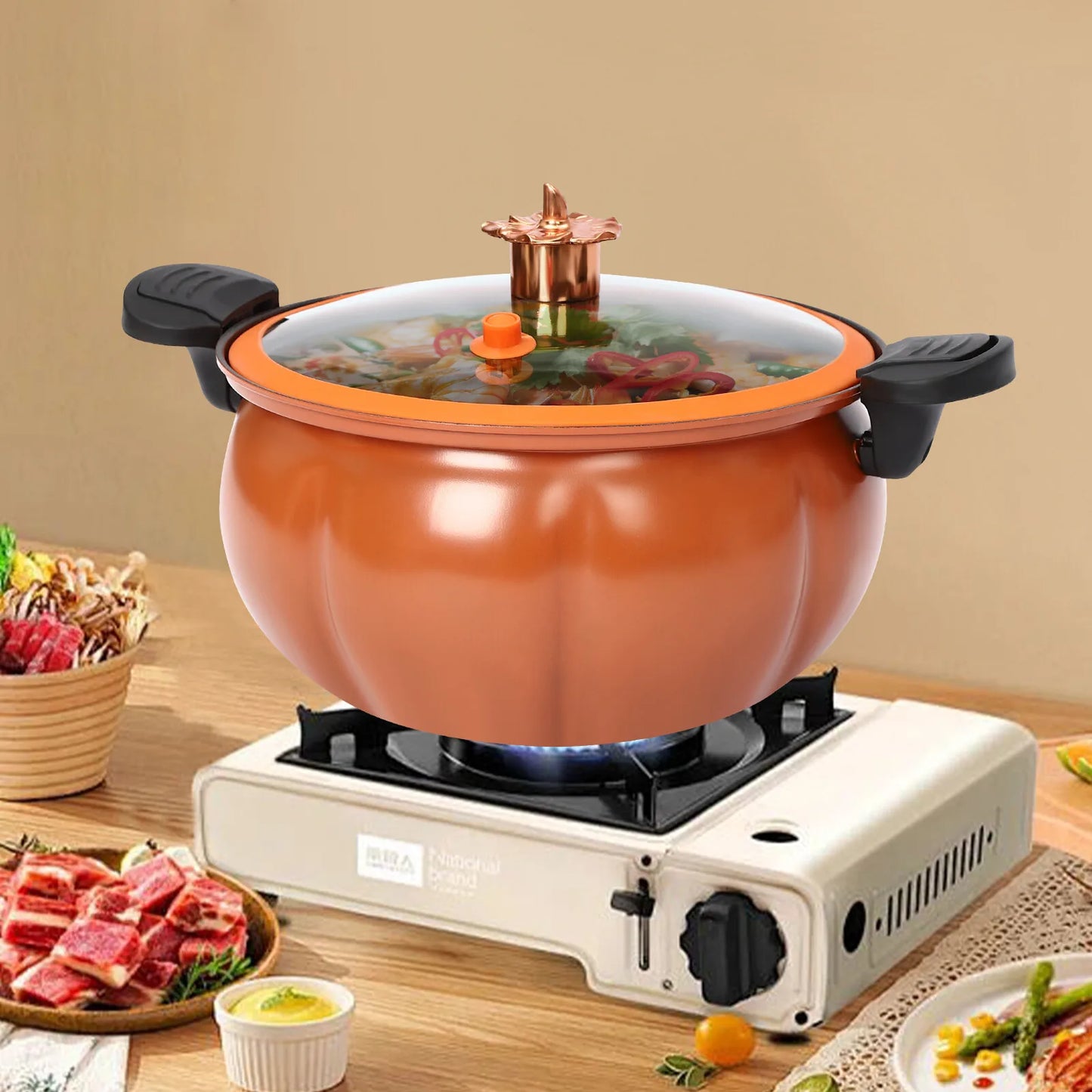 Pressure Cooker Pressure Cooking Pot Pumpkin Shaped Orange