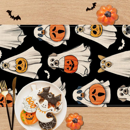 Halloween Spooky Ghost Dog Table Runner