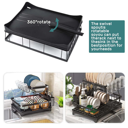 Large 2-tier dish drying rack
