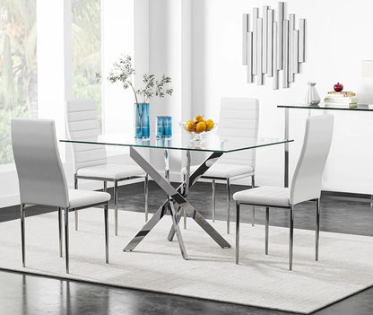 5 Piece Dining Table Set,Tempered Glass