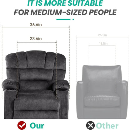 Recliner Chair, 2 Cup Holders & Side Pocket